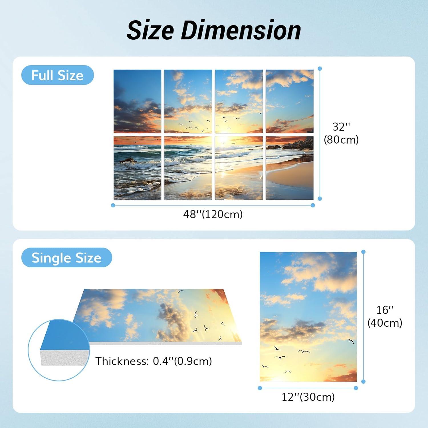 Paneles Acústicos Artísticos TONOR 8 Piezas 120x80cm Playa