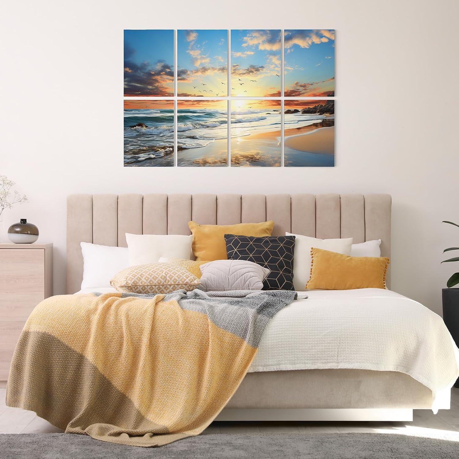 Paneles Acústicos Artísticos TONOR 8 Piezas 120x80cm Playa