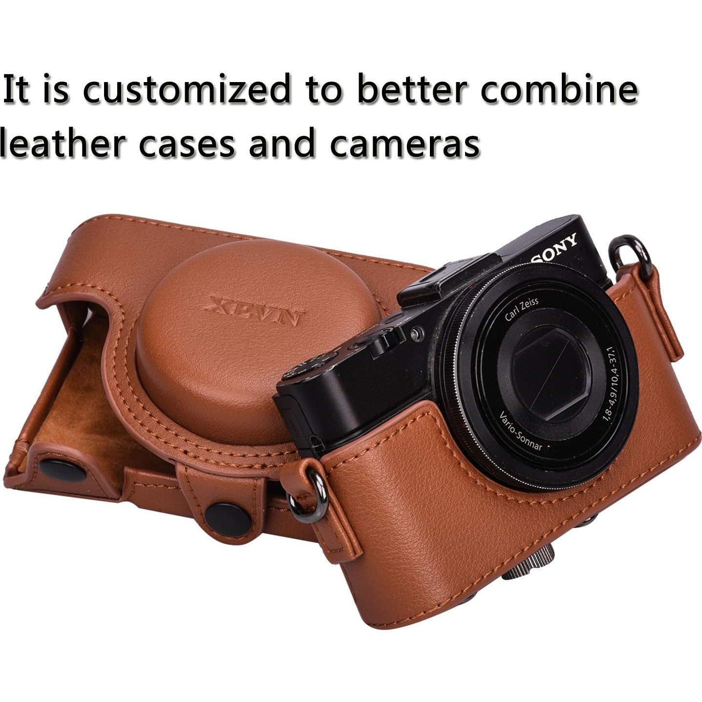 Funda de cuero XEVN para cámara Sony DSC-RX100 - Marrón