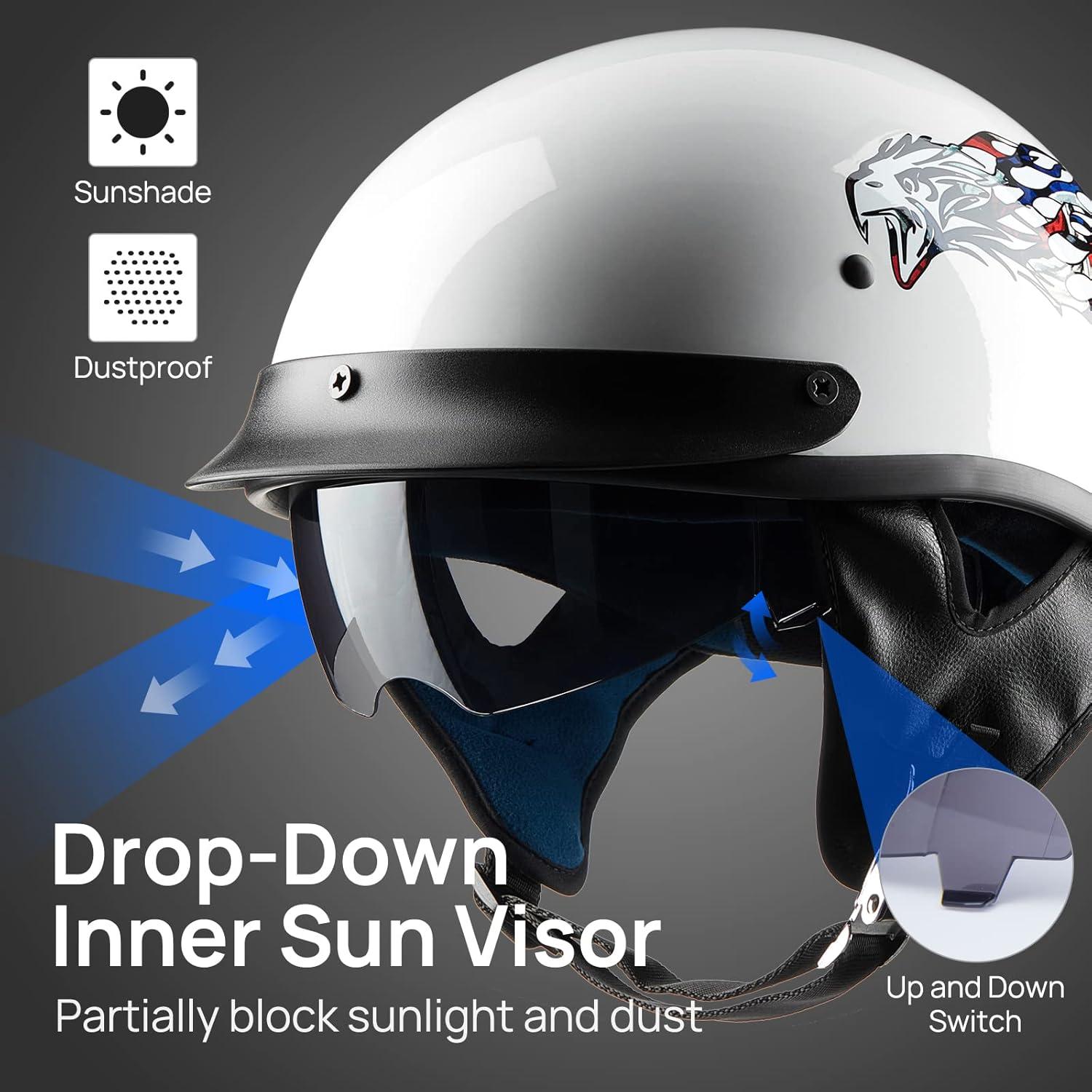 Casco ILM Abierto Media Cara Águila Mediano con Visera