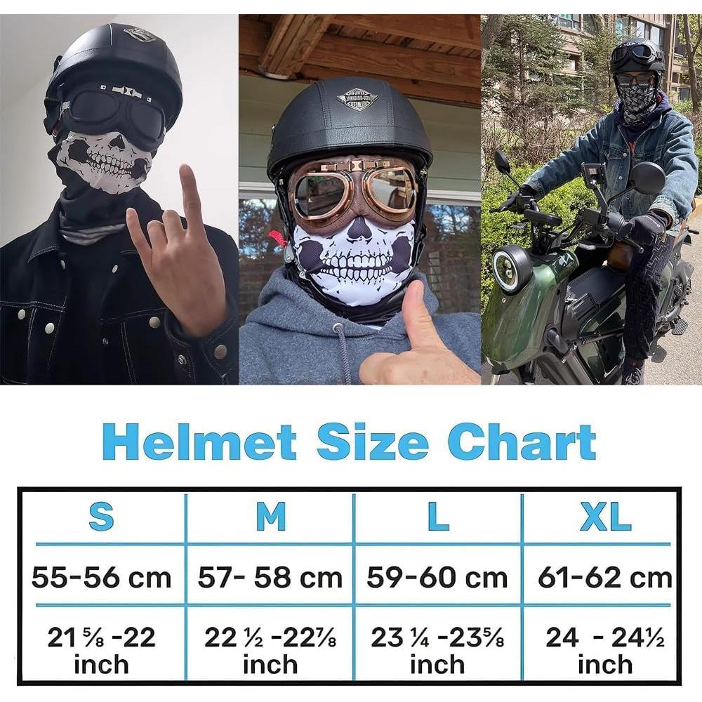 Casco de motocicleta retro ZGMZLBBD negro L (59-60 cm)