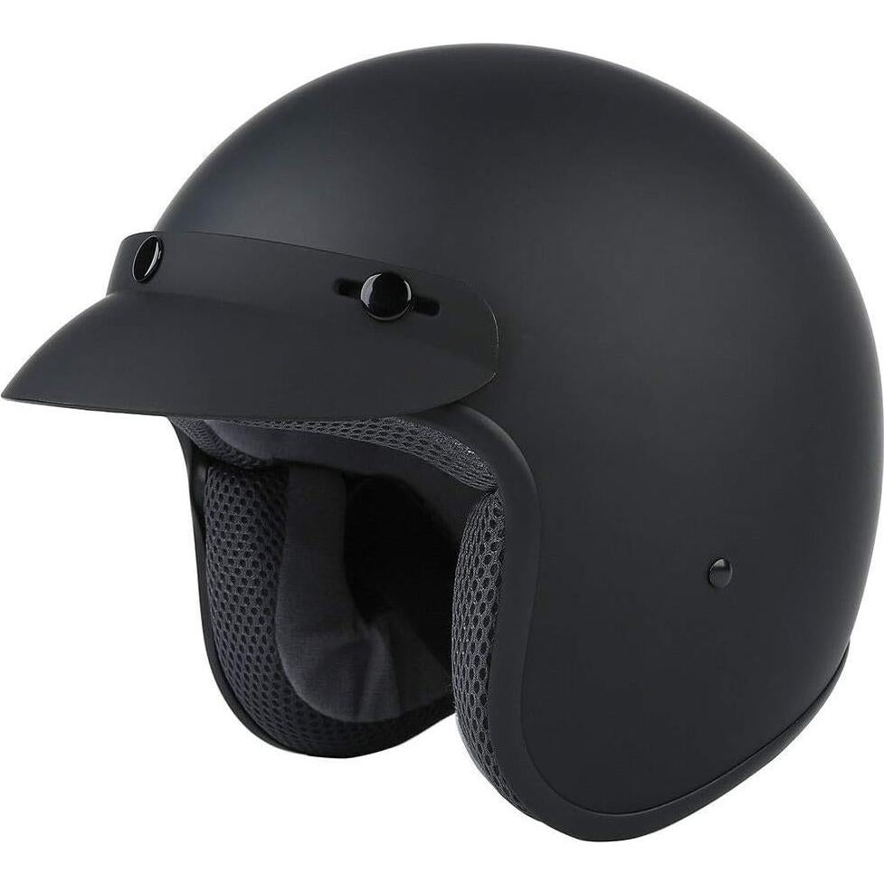Casco Motocicleta TCMT 3/4 Abierto Negro Mate S M L XL
