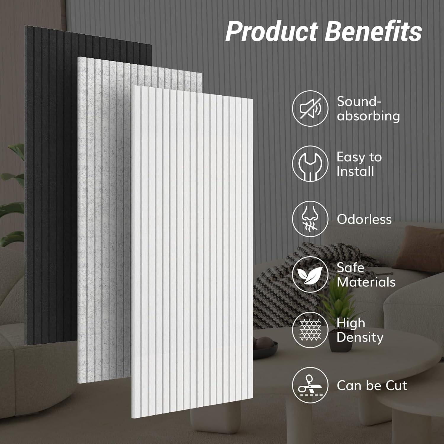 Paneles Acústicos TONOR 8 PCS 120x60 cm Autoadhesivos Blanco