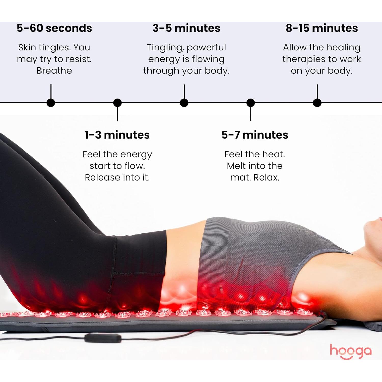 Alfombrilla de Acupresión Hooga con Luz Roja y Calor 144 LEDs