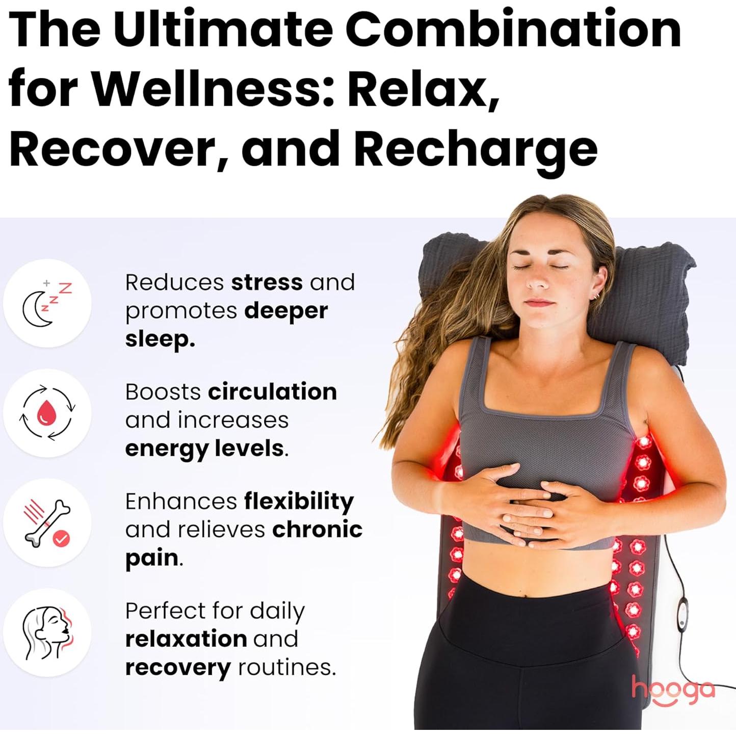 Alfombrilla de Acupresión Hooga con Luz Roja y Calor 144 LEDs