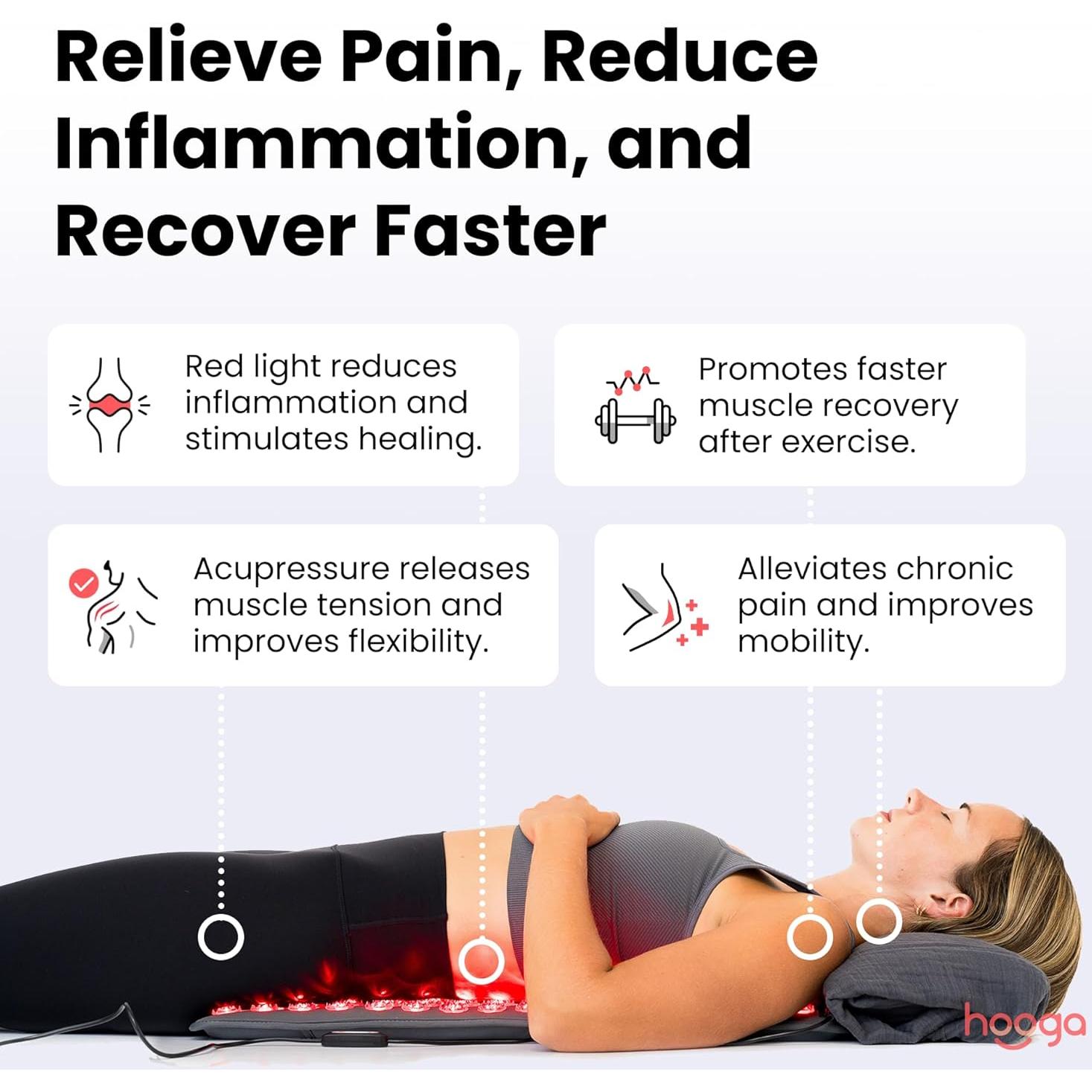 Alfombrilla de Acupresión Hooga con Luz Roja y Calor 144 LEDs