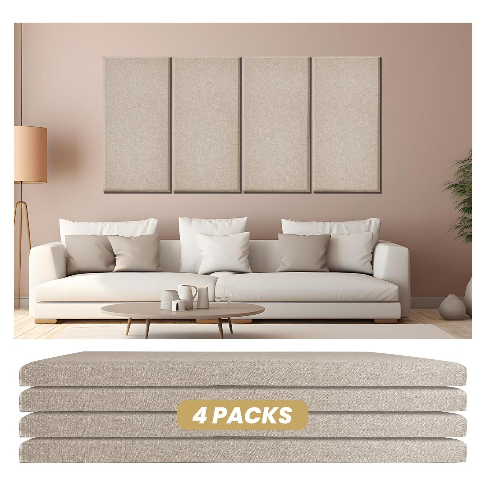 4 Paneles Acústicos Aislantes de Sonido 60x30 cm Camel