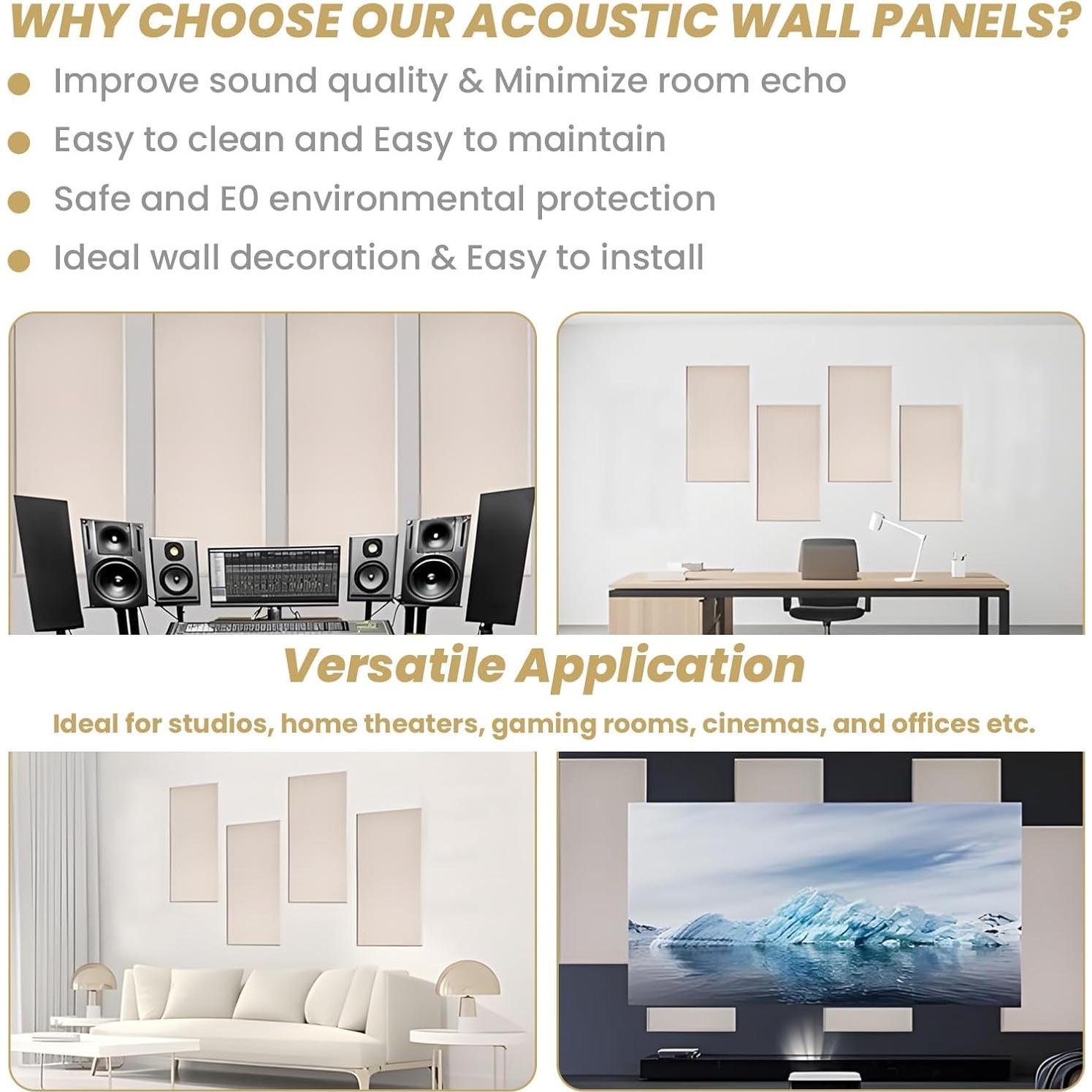 4 Paneles Acústicos Aislantes de Sonido 60x30 cm Camel