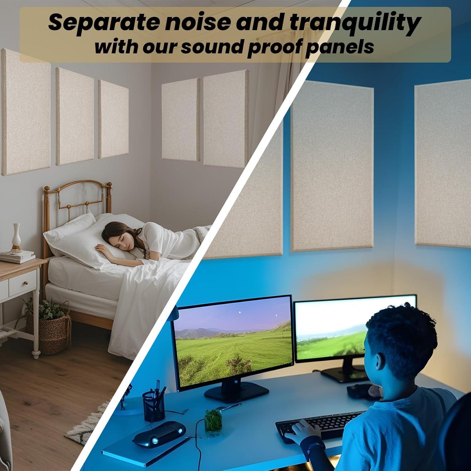 4 Paneles Acústicos Aislantes de Sonido 60x30 cm Camel