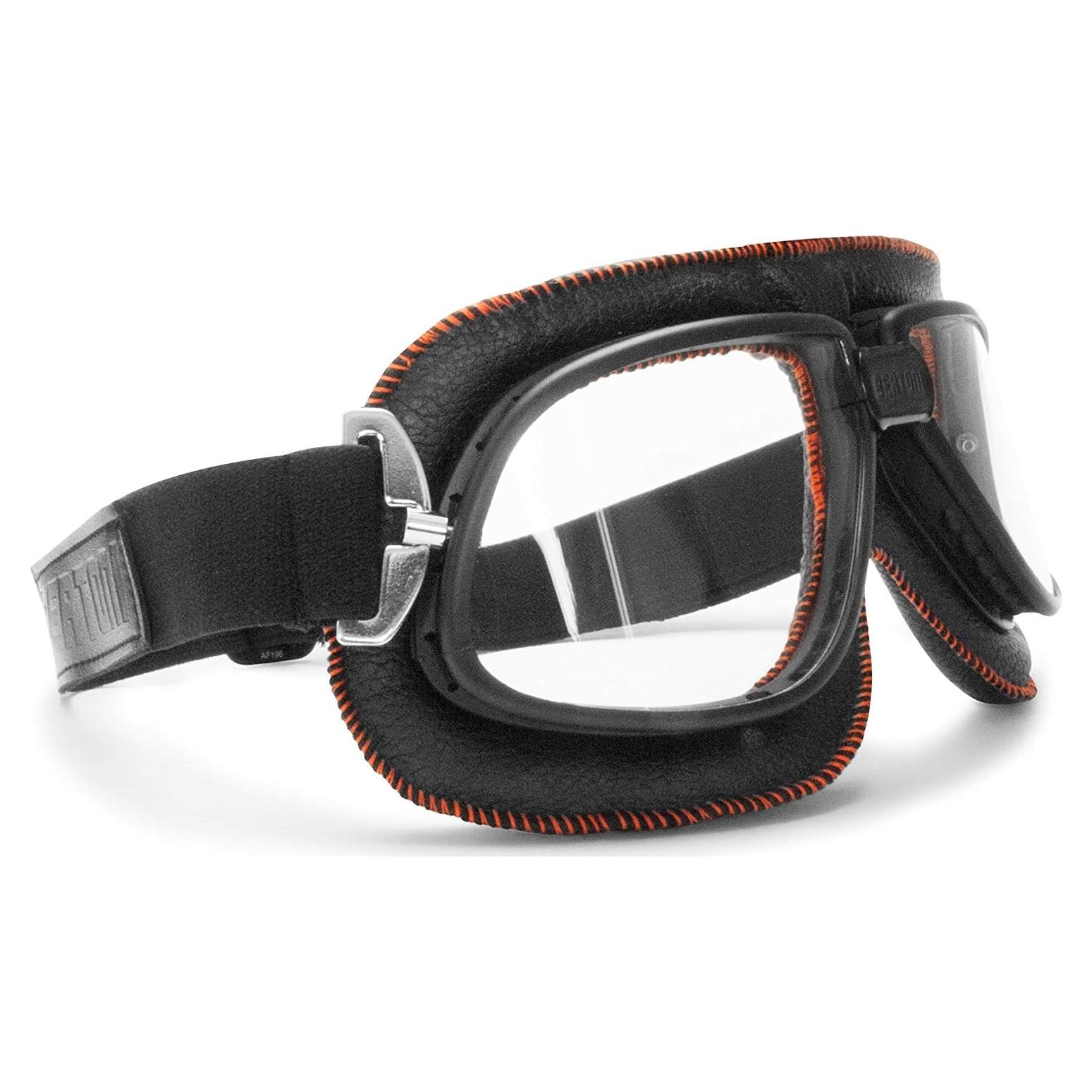 Gafas de motocicleta vintage Bertoni AF196B cuero negro