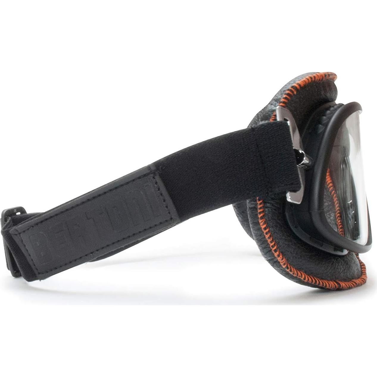 Gafas de motocicleta vintage Bertoni AF196B cuero negro