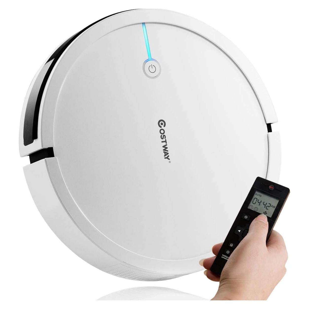 Aspiradora Robot COSTWAY 2000Pa Control Remoto 120min Blanco