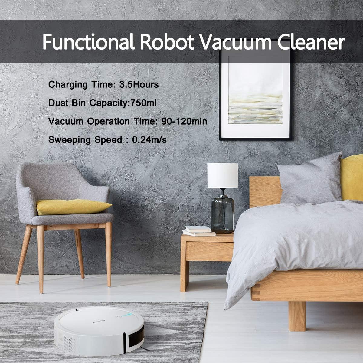 Aspiradora Robot COSTWAY 2000Pa Control Remoto 120min Blanco