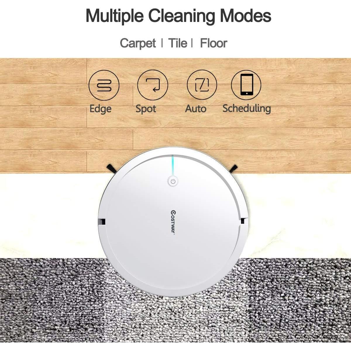 Aspiradora Robot COSTWAY 2000Pa Control Remoto 120min Blanco