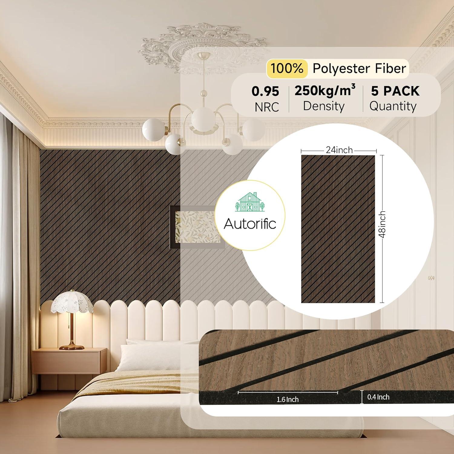 Paneles Acústicos Absorbentes de Sonido 120x60 cm - 5 Piezas Nuez Oscura