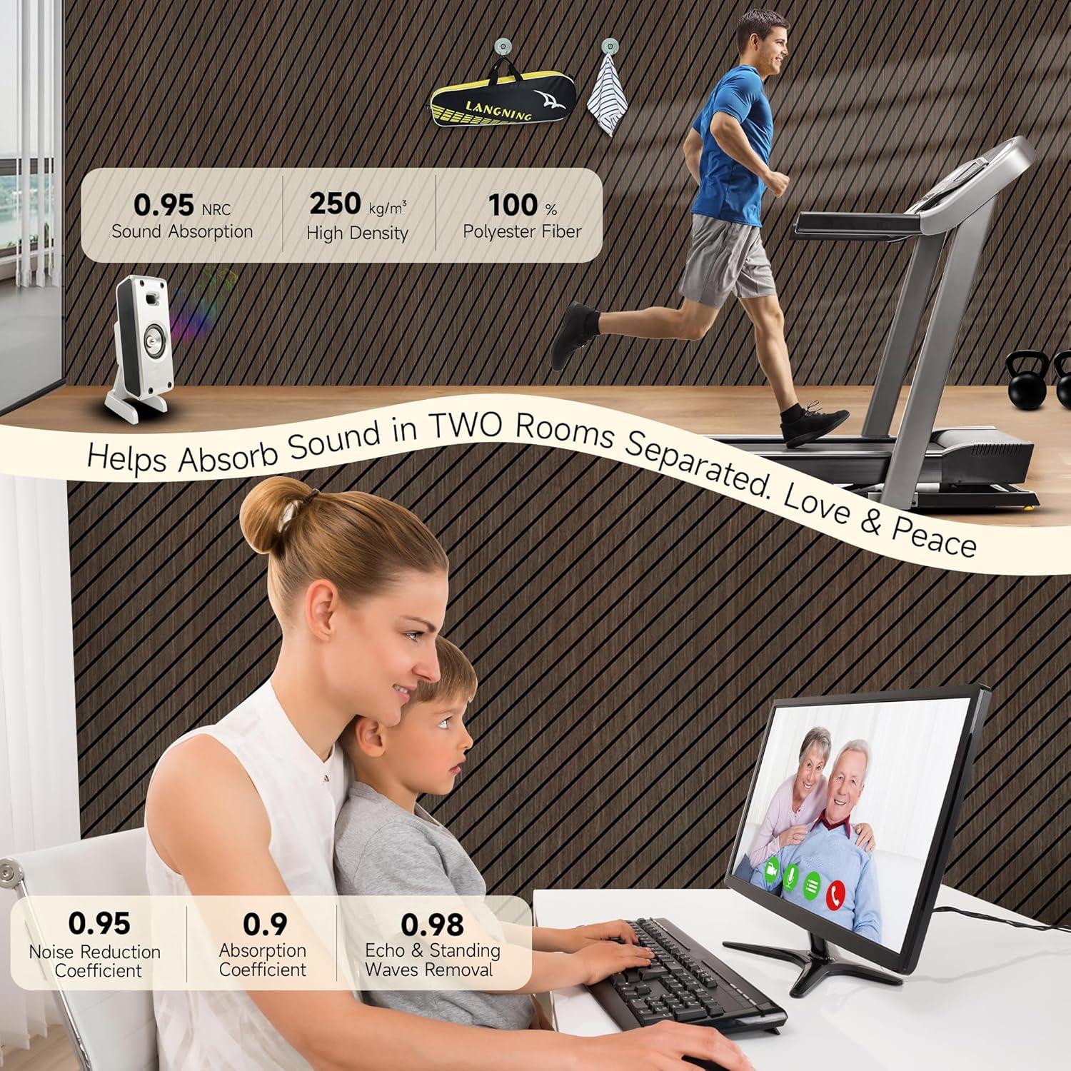 Paneles Acústicos Absorbentes de Sonido 120x60 cm - 5 Piezas Nuez Oscura