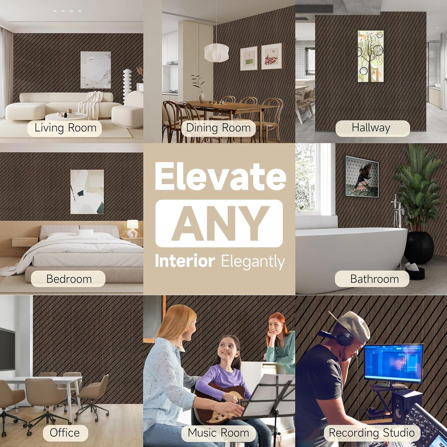 Paneles Acústicos Absorbentes de Sonido 120x60 cm - 5 Piezas Nuez Oscura