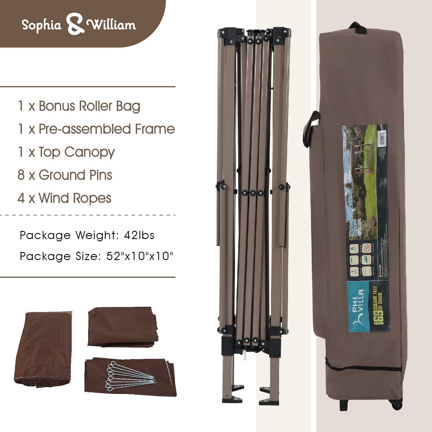 Carpa Gazebo Portátil 3.96m x 3.96m Sophia & William Marrón