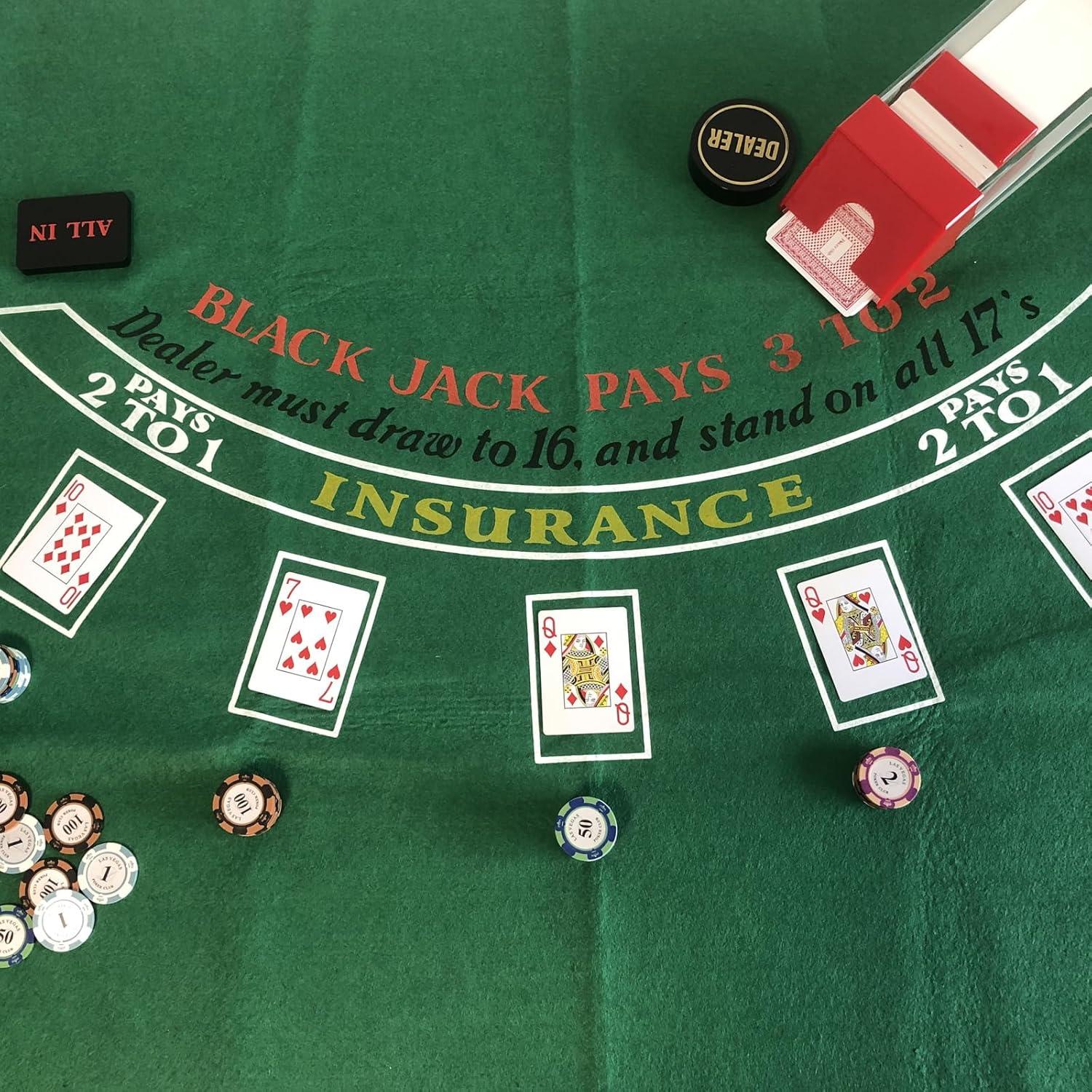Fieltro para Mesa de Blackjack YH Poker 90x180 cm Verde