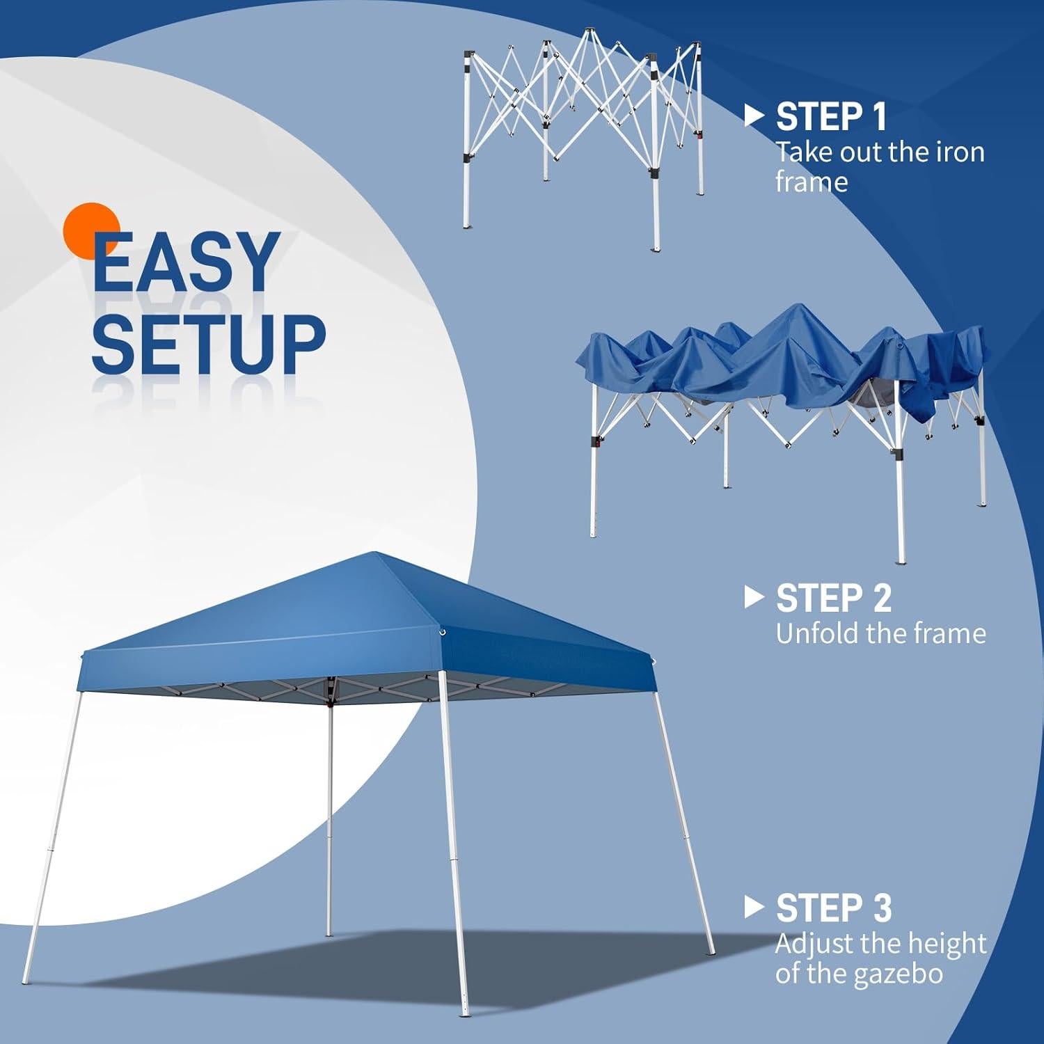 Carpa Gazebo Vasitelan 3x3m Impermeable UV Ajustable Azul