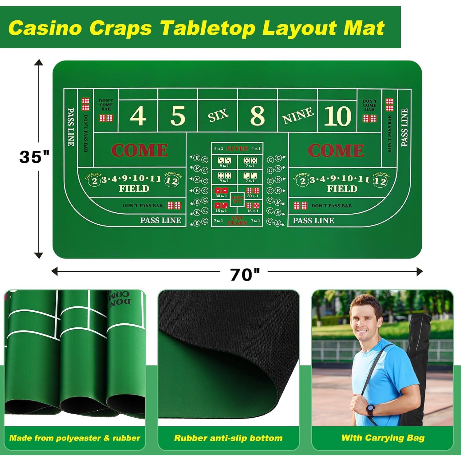 Juego de Mesa de Craps Leyndo con Tapete 177,8x88,9 cm