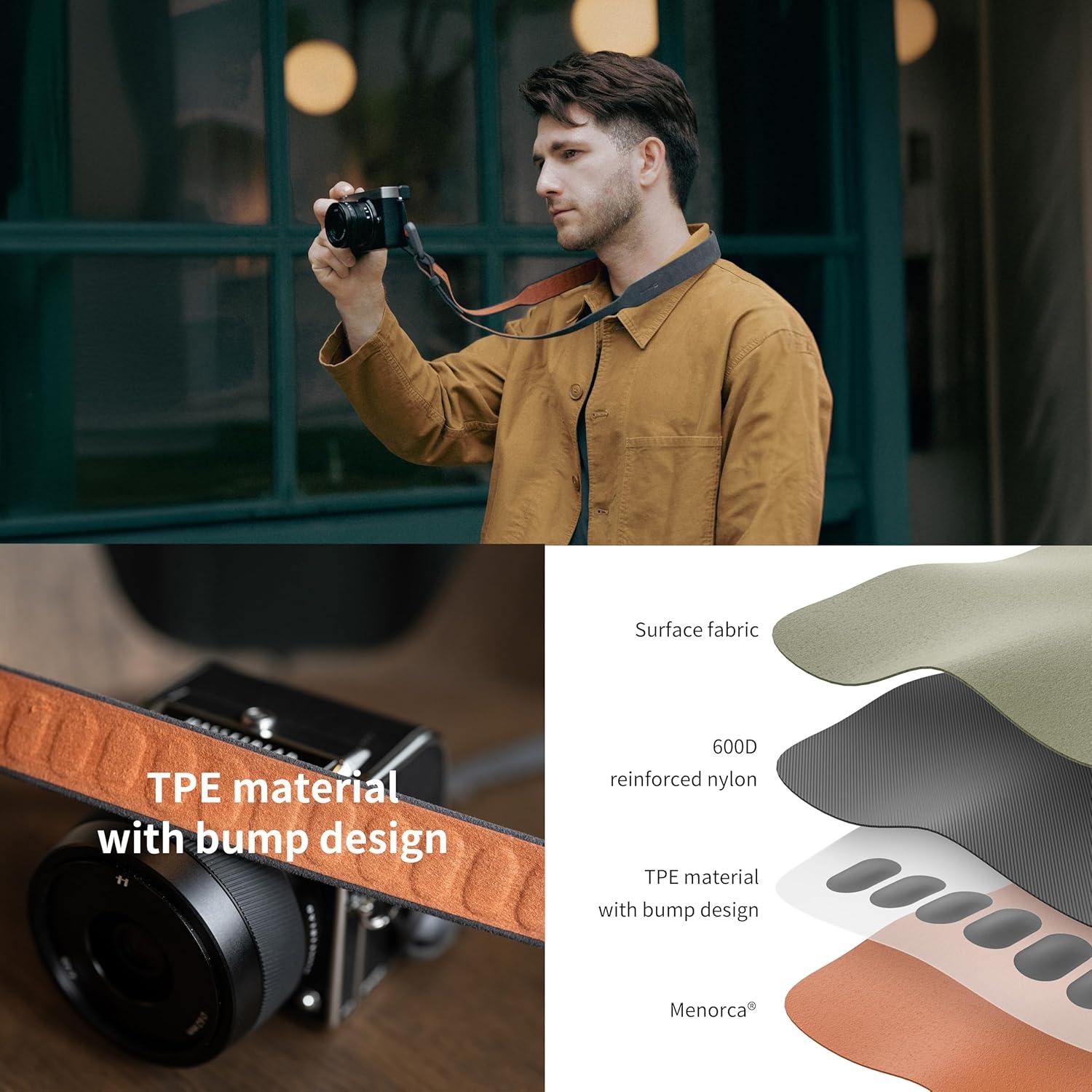 PGYTECH Retro Style Camera Shoulder Strap Air, Vintage Camera Strap Quick Release, 47.24''~55.12'' Adjustable Camera Neck Strap for Nikon/Canon/Sony/Fuji Cameras(Earth Brown)