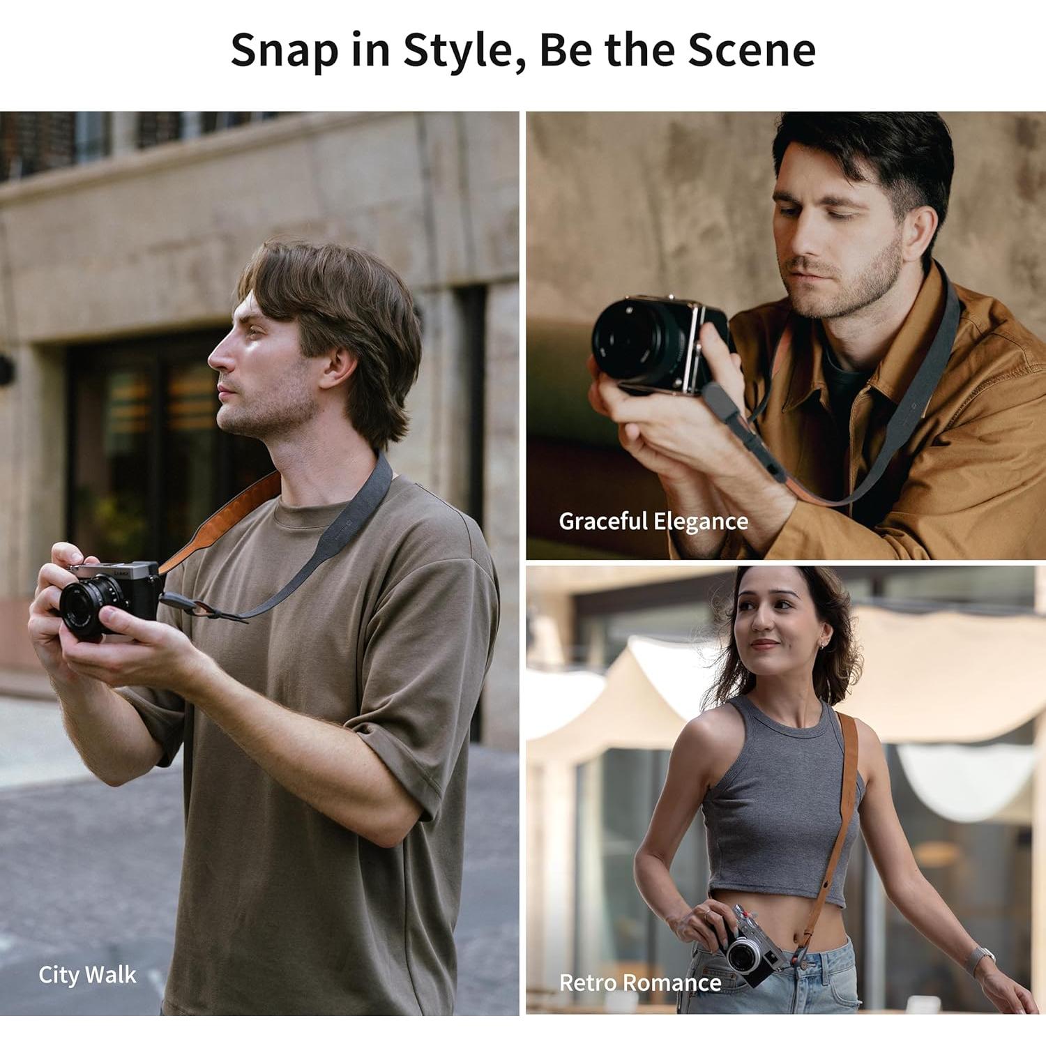 PGYTECH Retro Style Camera Shoulder Strap Air, Vintage Camera Strap Quick Release, 47.24''~55.12'' Adjustable Camera Neck Strap for Nikon/Canon/Sony/Fuji Cameras(Earth Brown)