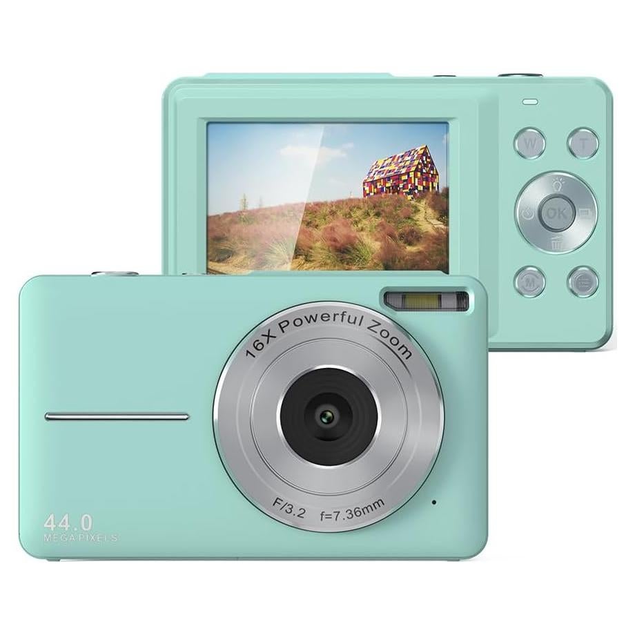 Digital Camera DCAF40-3, 44MP High Pixel Image, 1920x1080P Video Resolution, 16X Digital Zoom, Web Camera, Removable Disk Mass Storage - Perfect for Photography & Streaming (Green)