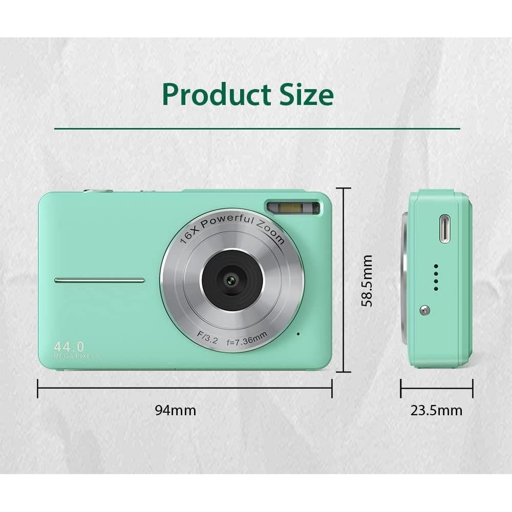 Digital Camera DCAF40-3, 44MP High Pixel Image, 1920x1080P Video Resolution, 16X Digital Zoom, Web Camera, Removable Disk Mass Storage - Perfect for Photography & Streaming (Green)