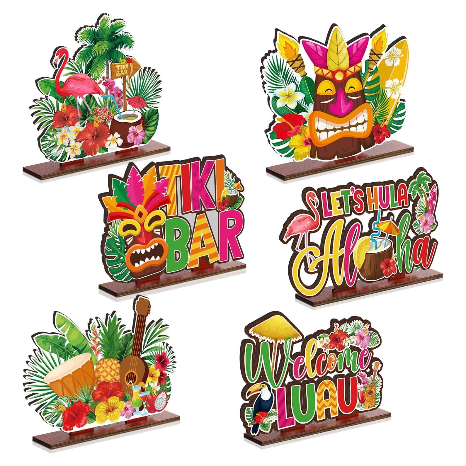 Decoraciones de Fiesta Luau Juexica 6 Pcs Tiki Aloha