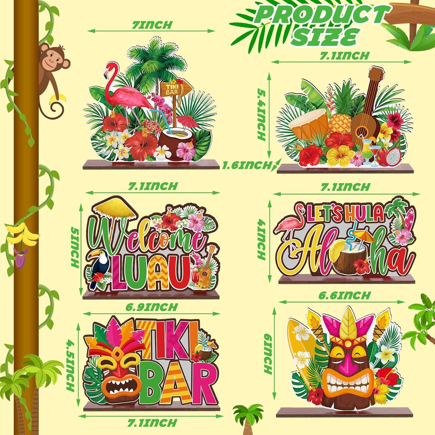 Decoraciones de Fiesta Luau Juexica 6 Pcs Tiki Aloha