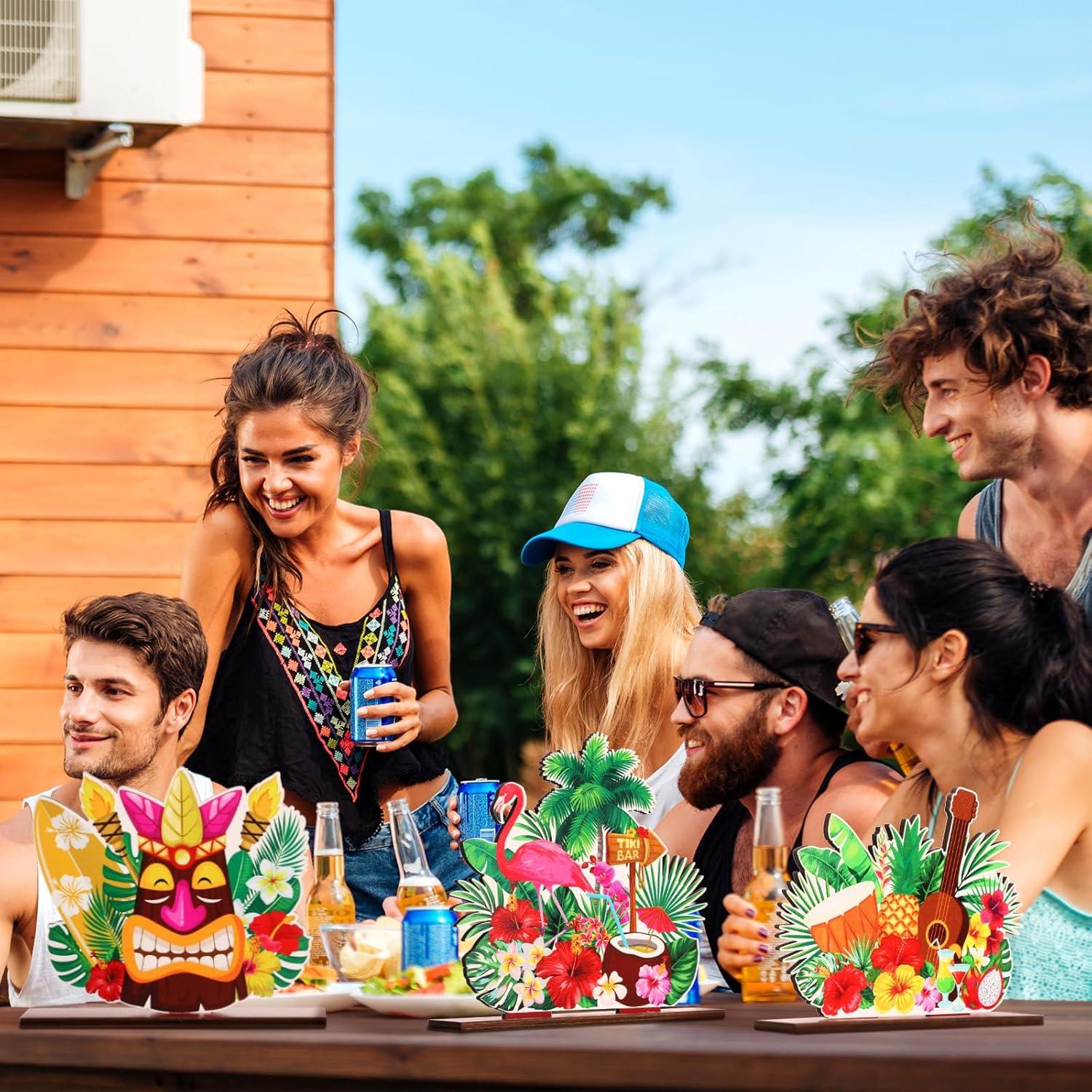 Decoraciones de Fiesta Luau Juexica 6 Pcs Tiki Aloha