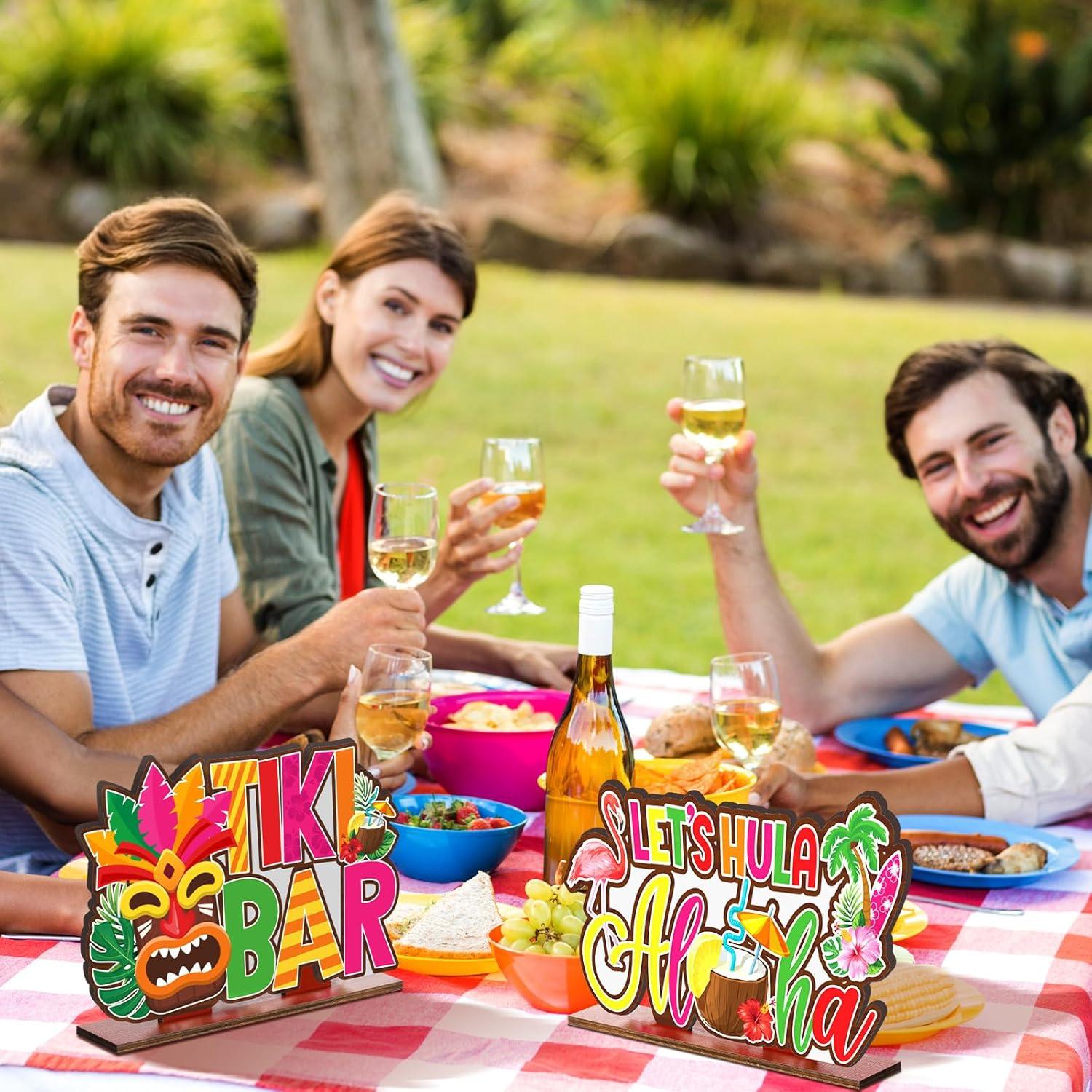 Decoraciones de Fiesta Luau Juexica 6 Pcs Tiki Aloha