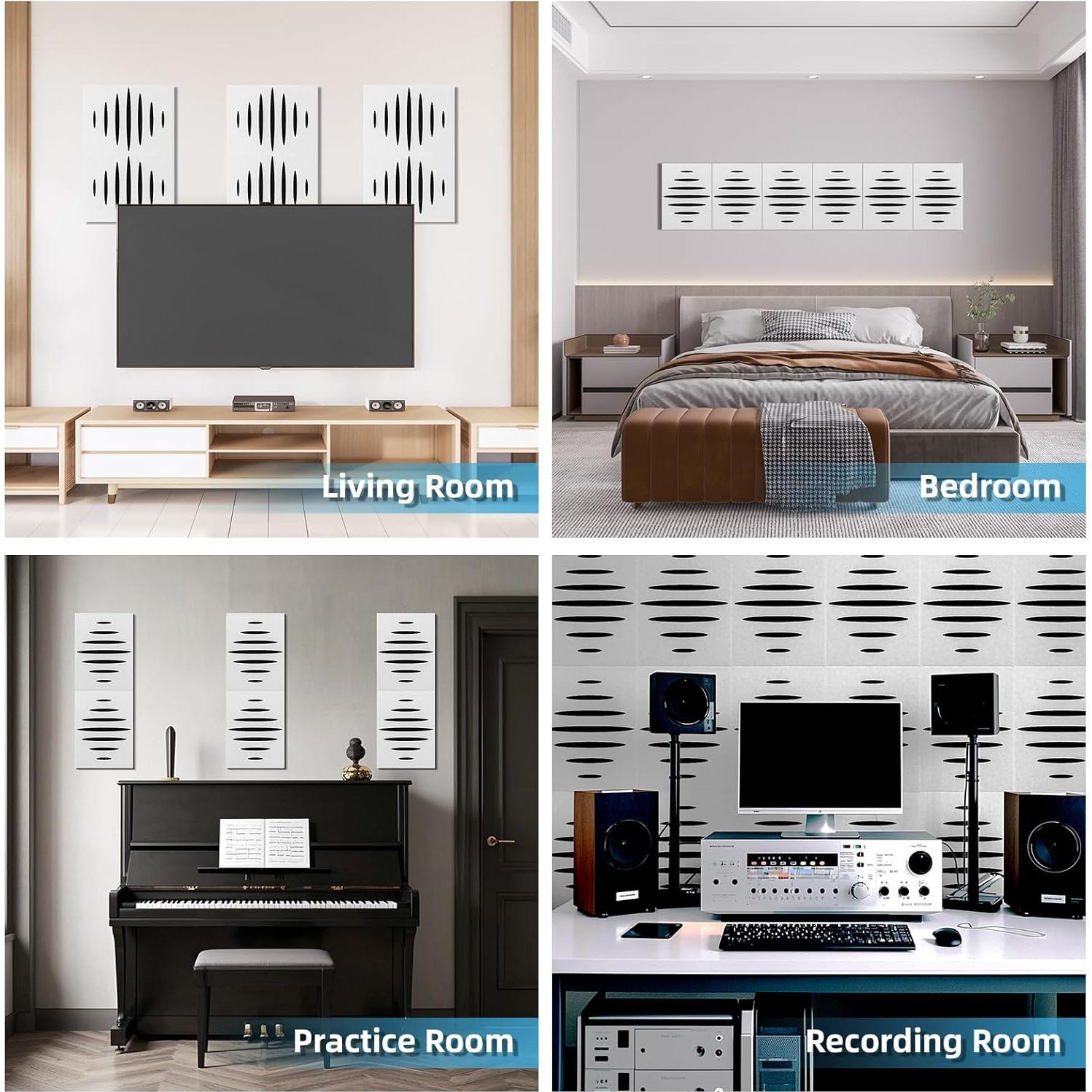 Paneles Acústicos Autoadhesivos Art3d 6 Piezas 40x30 cm Blanco