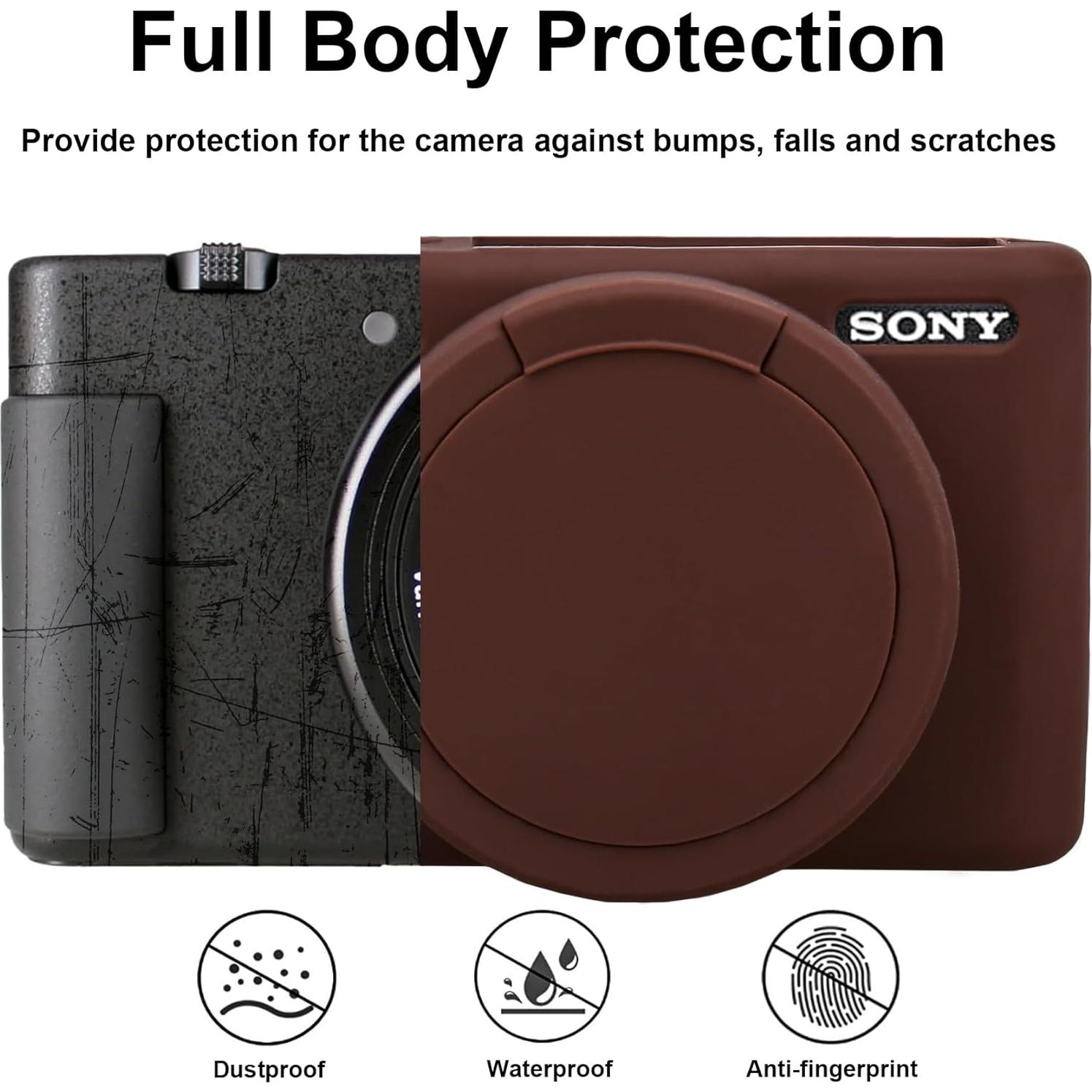 Funda de silicona BOVKE para cámara Sony ZV-1 marrón