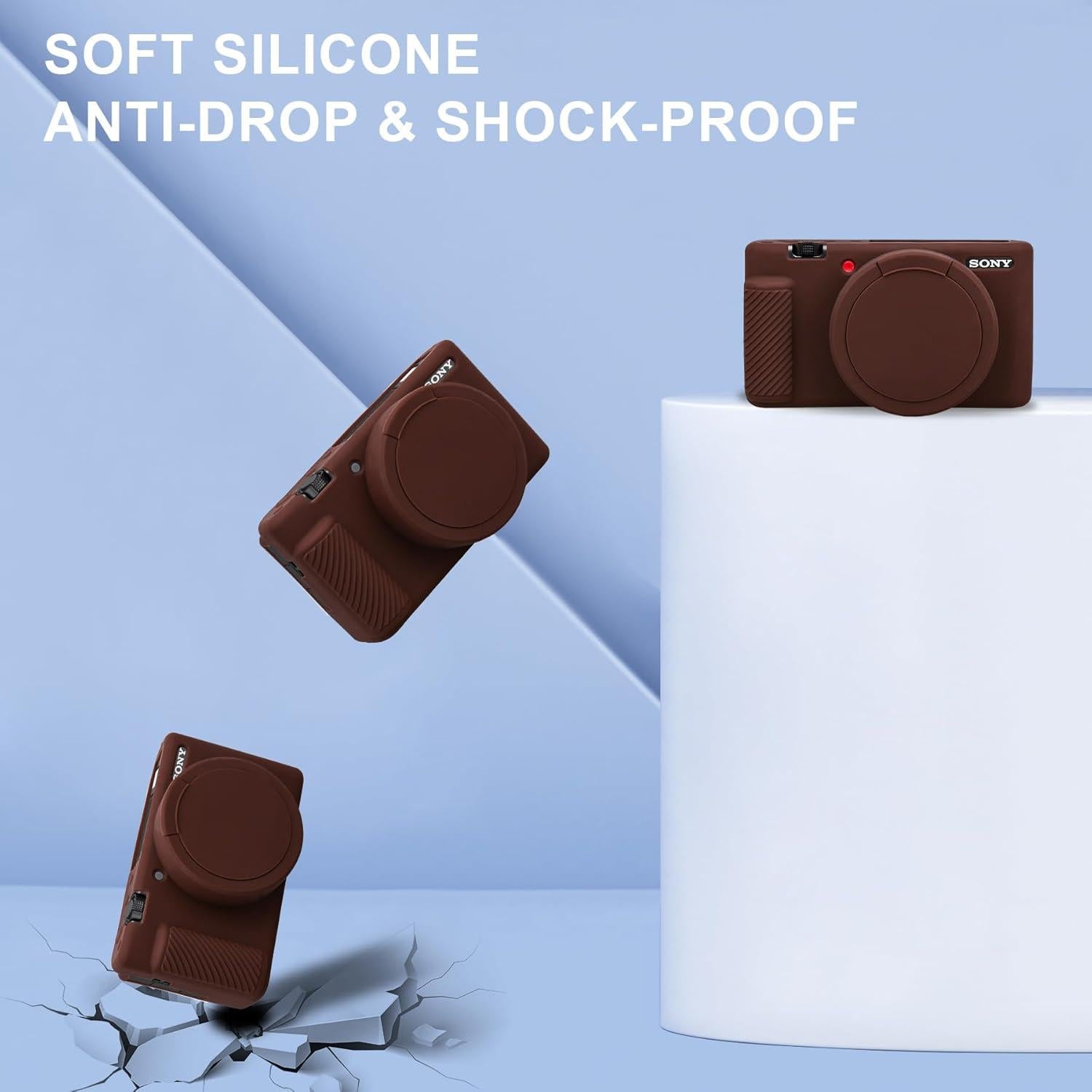 Funda de silicona BOVKE para cámara Sony ZV-1 marrón