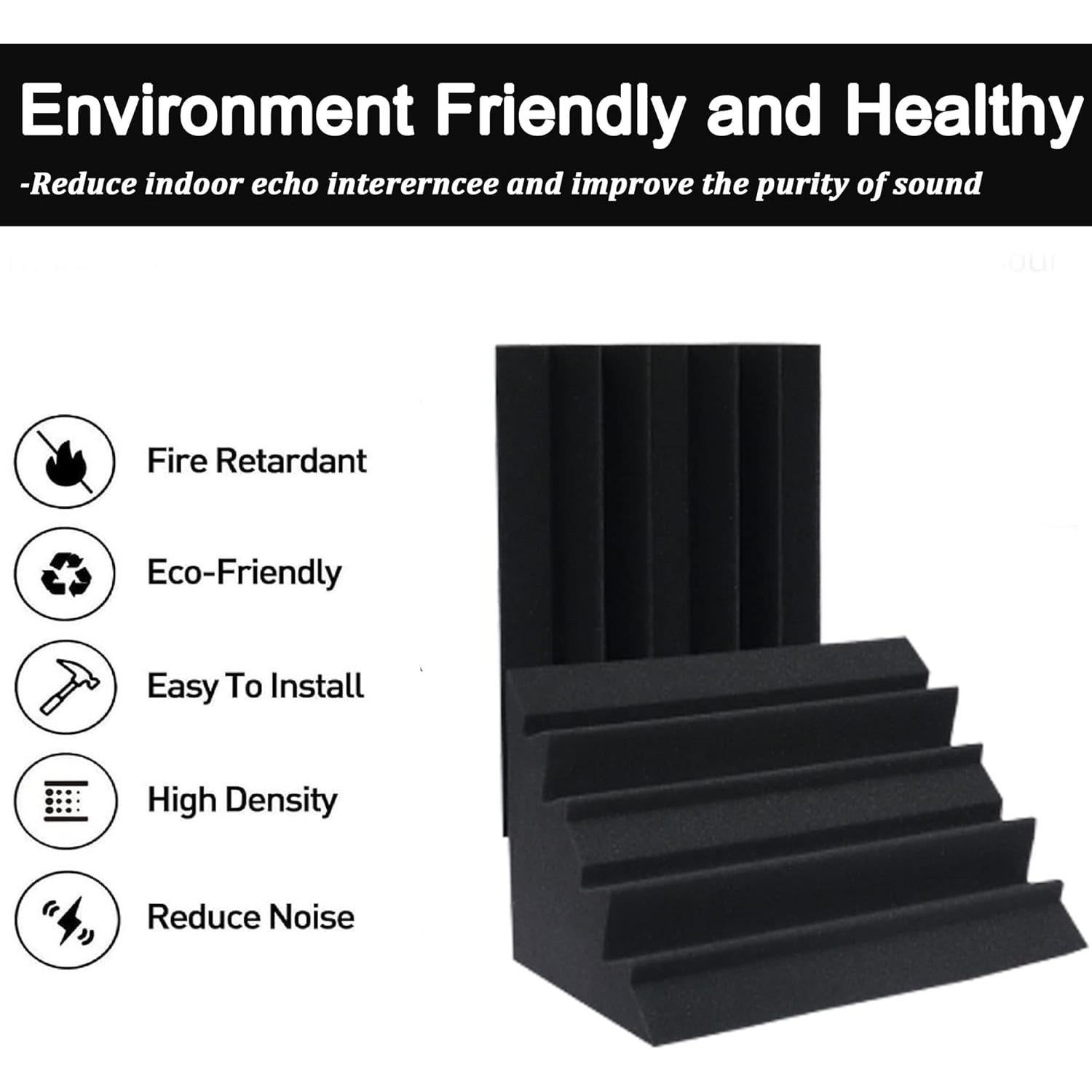 Trampa de Bajo Acústica 8 Piezas Espuma Densa 30.48x17.78cm