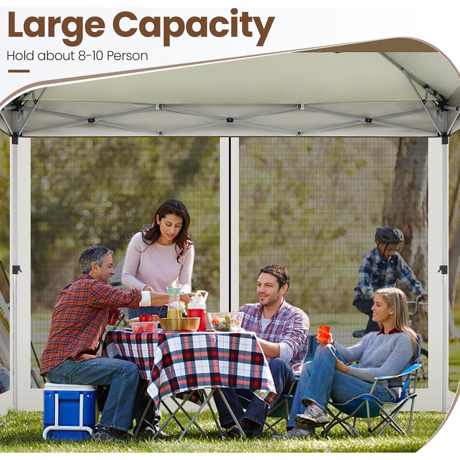 Gazebo Plegable COBIZI 11x11m Impermeable con Mosquiteras