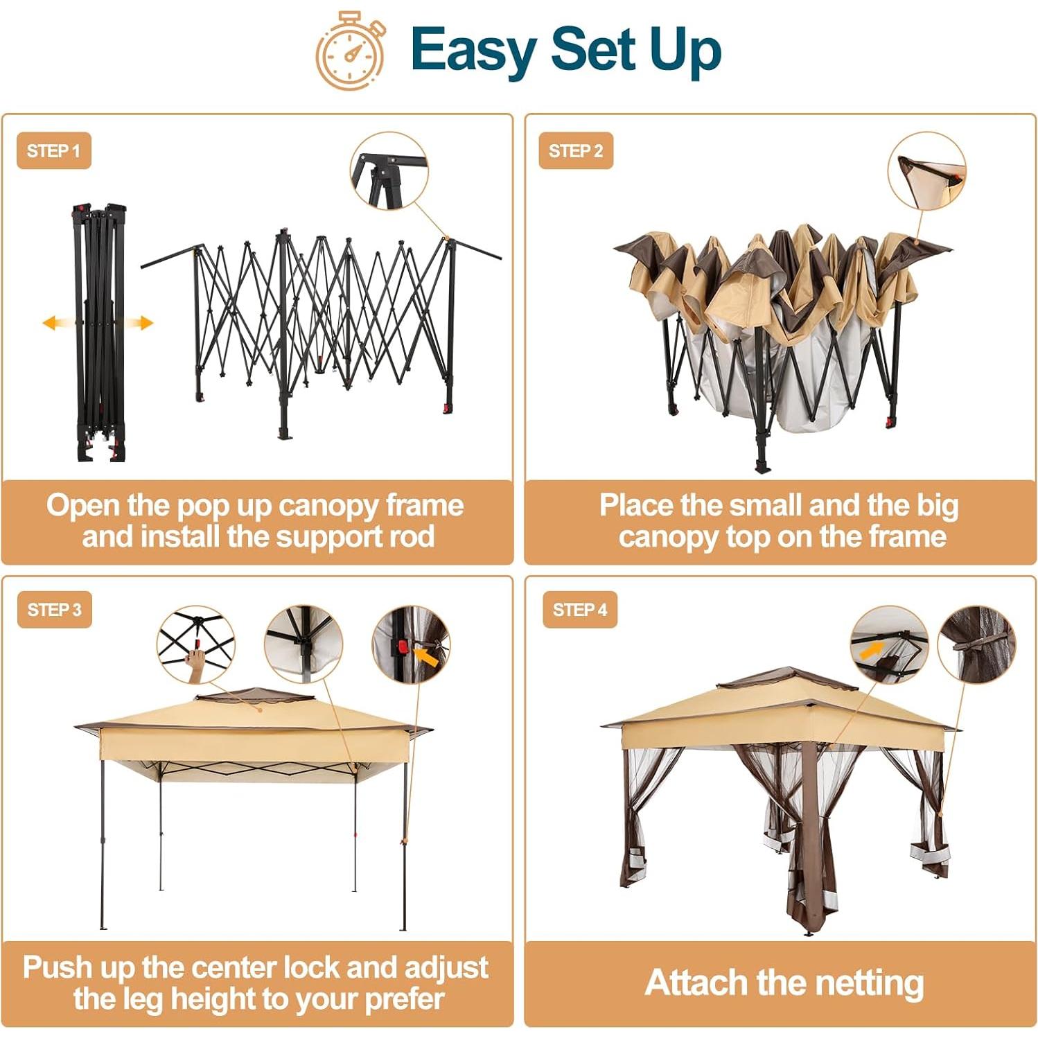 Gazebo Plegable COBIZI 11x11m Impermeable con Mosquiteras