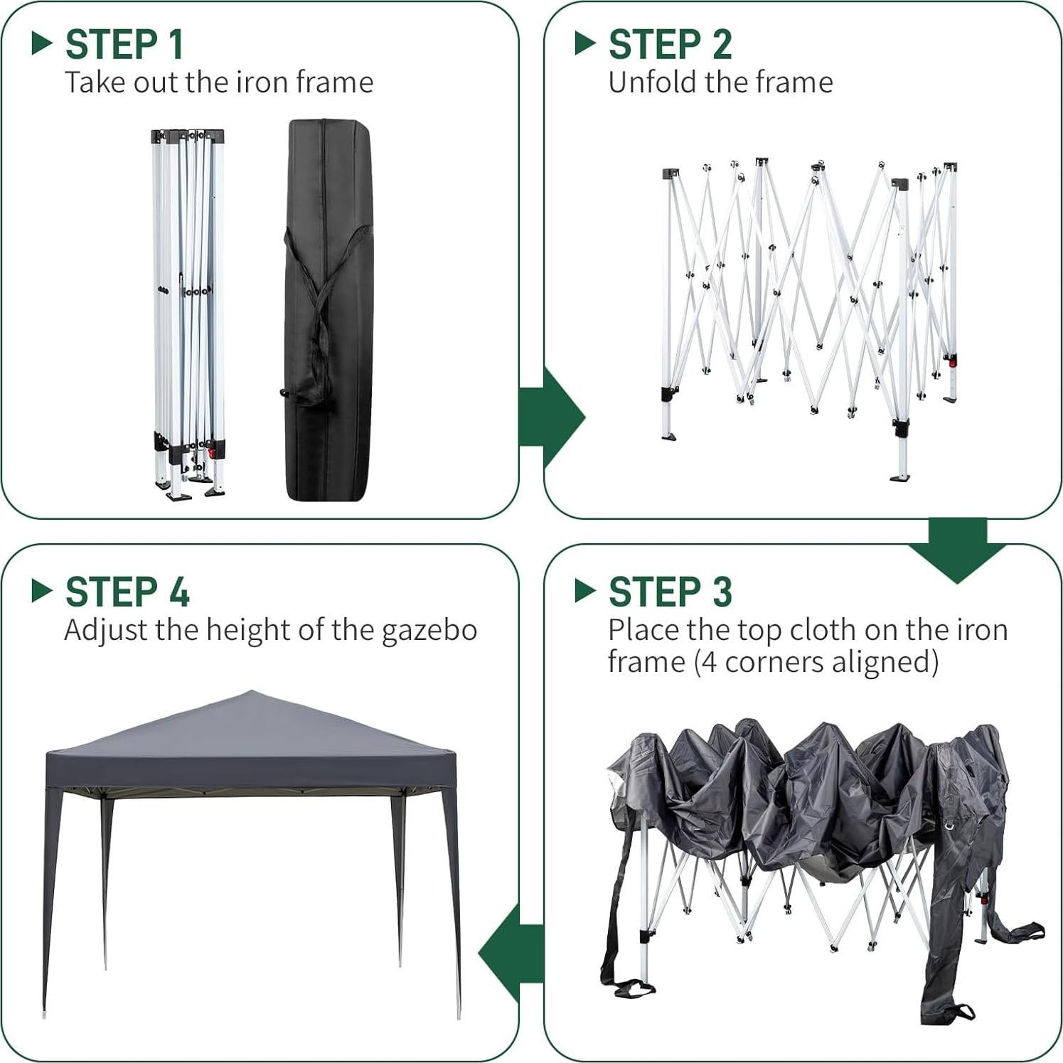 Carpa Plegable 3x3m Pinikuyiro Impermeable con Paredes Laterales