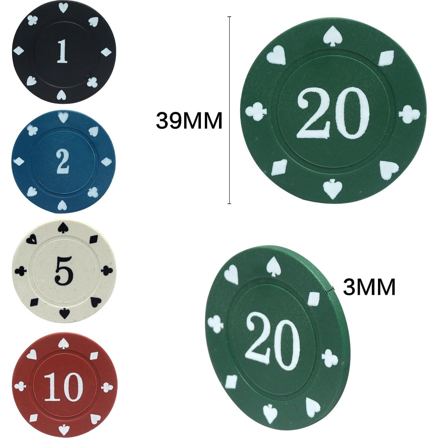 Juego de Fichas de Póker SODFAS 100PCS con Bolsa Profesional