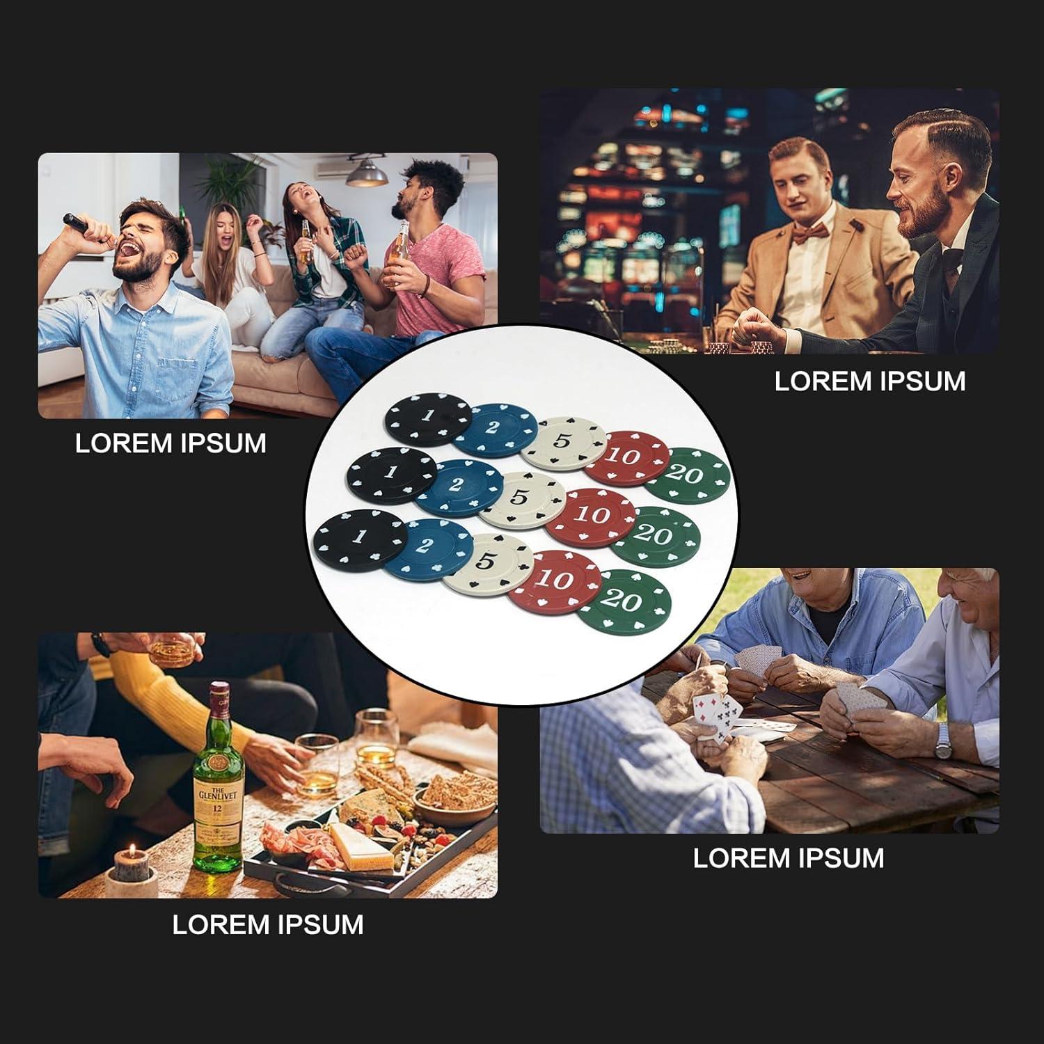 Juego de Fichas de Póker SODFAS 100PCS con Bolsa Profesional