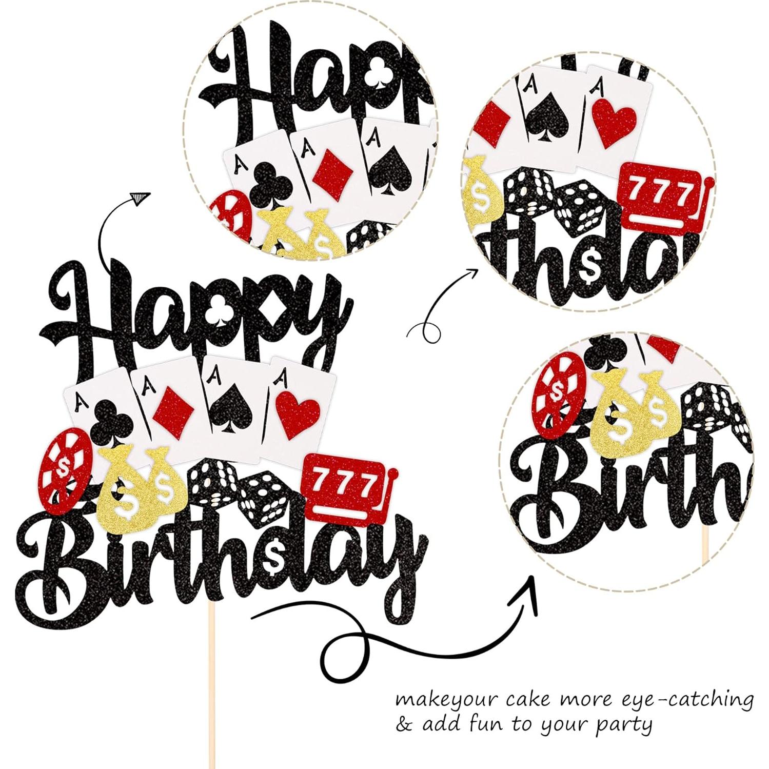 Topper de Pastel de Casino ZHUOWEISM 15x21 cm Decoración