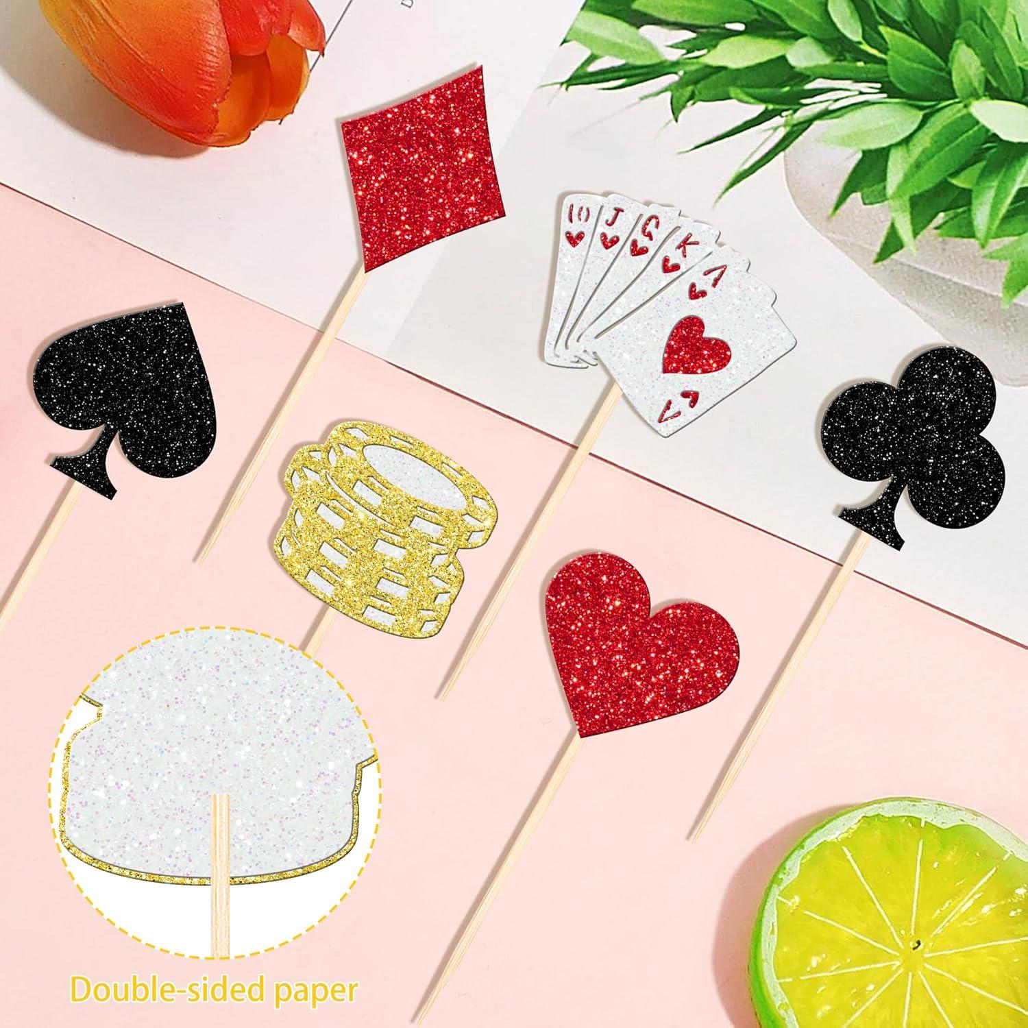 24 Decoraciones para Cupcakes Casino Poker ZHUOWEISM