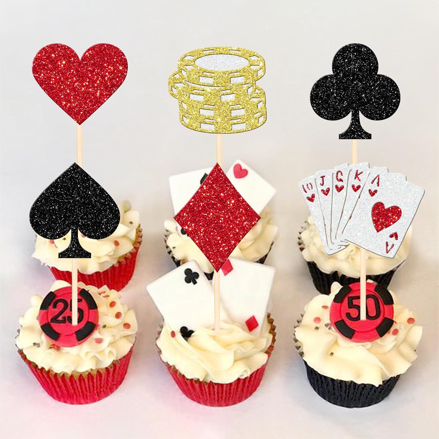 24 Decoraciones para Cupcakes Casino Poker ZHUOWEISM