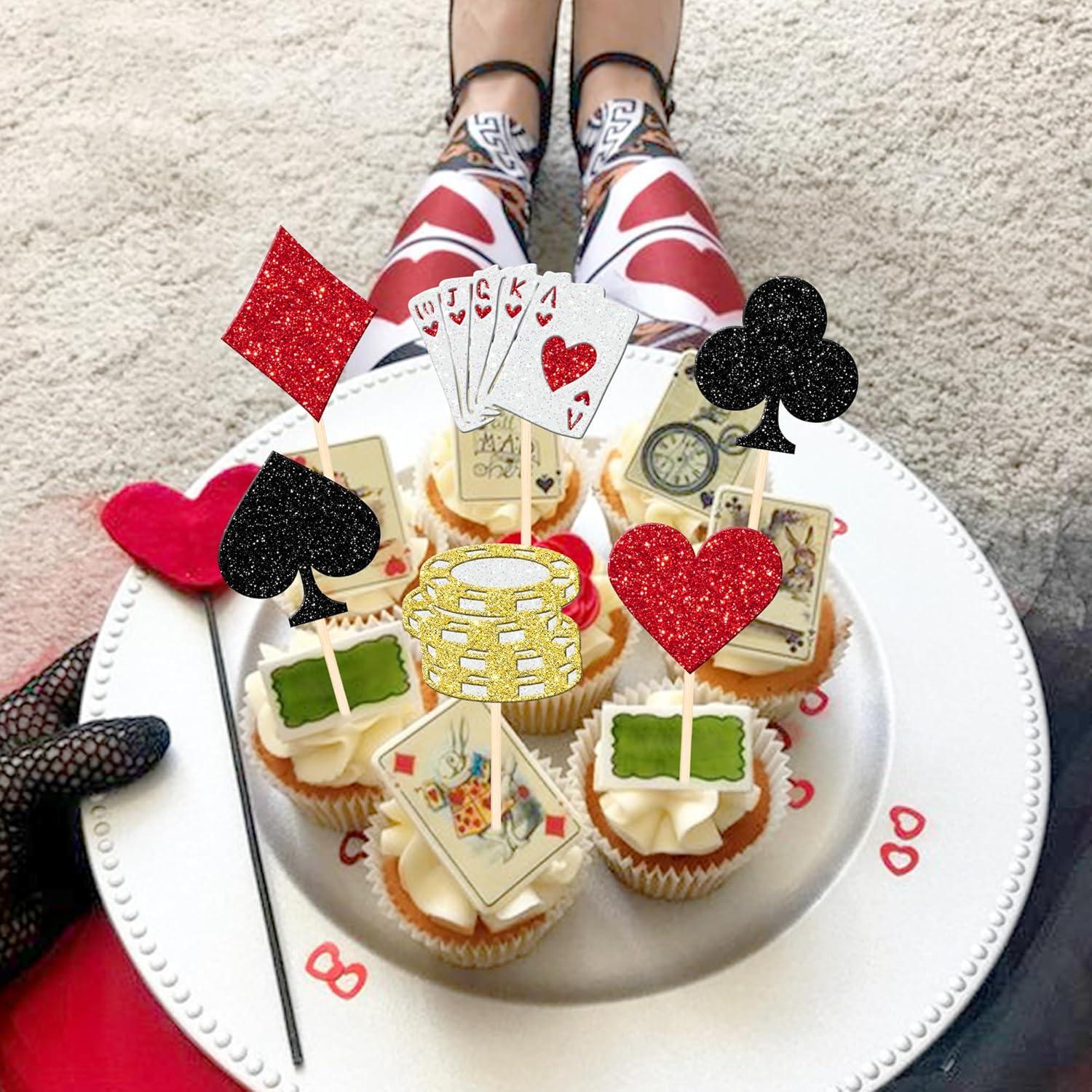 24 Decoraciones para Cupcakes Casino Poker ZHUOWEISM