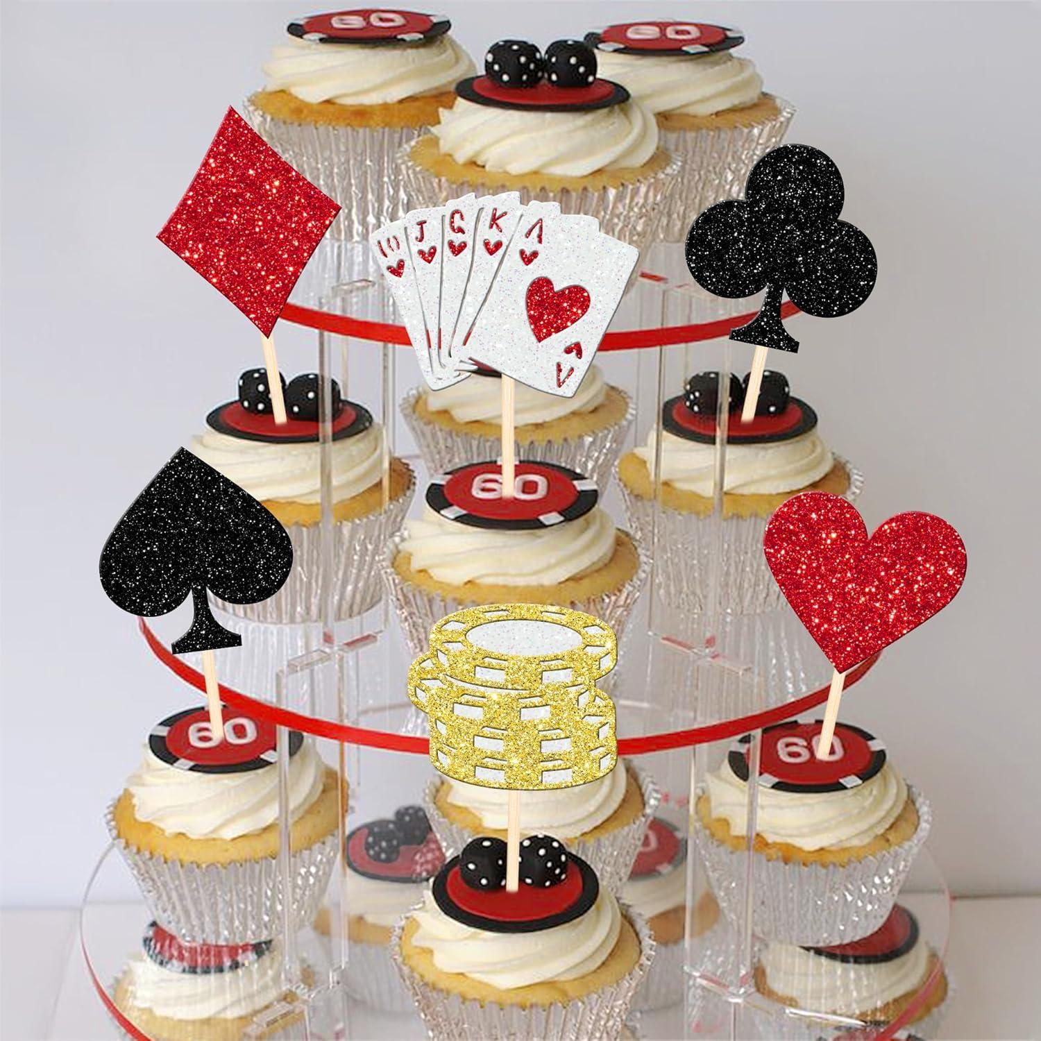 24 Decoraciones para Cupcakes Casino Poker ZHUOWEISM