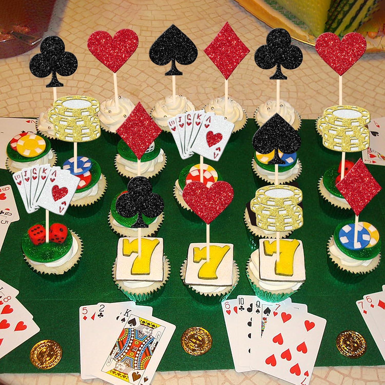 24 Decoraciones para Cupcakes Casino Poker ZHUOWEISM