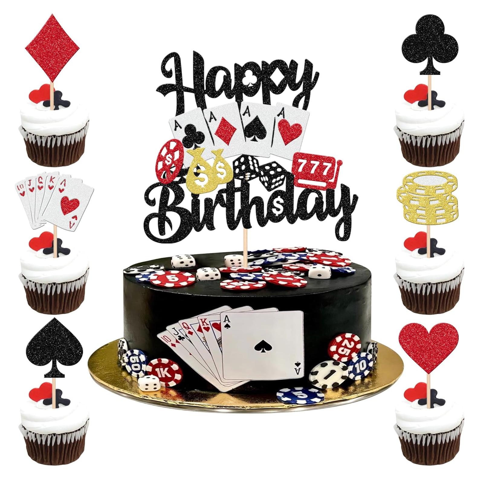 25 Piezas Decoraciones para Cupcakes Casino Poker ZHUOWEISM