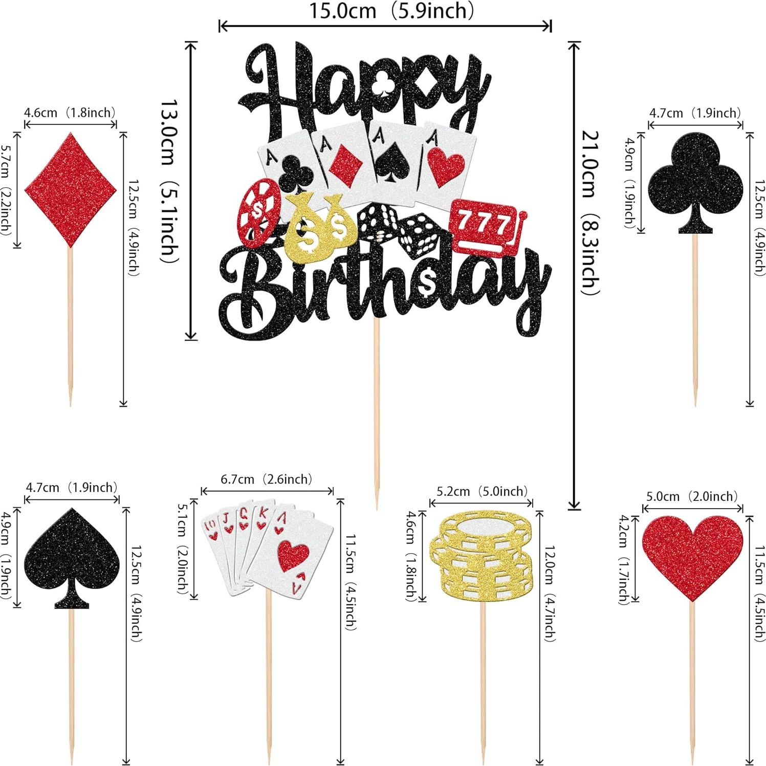 25 Piezas Decoraciones para Cupcakes Casino Poker ZHUOWEISM